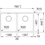 Franke MRG 620-35-35 Maris 花崗岩雙星盆 (岩灰色)